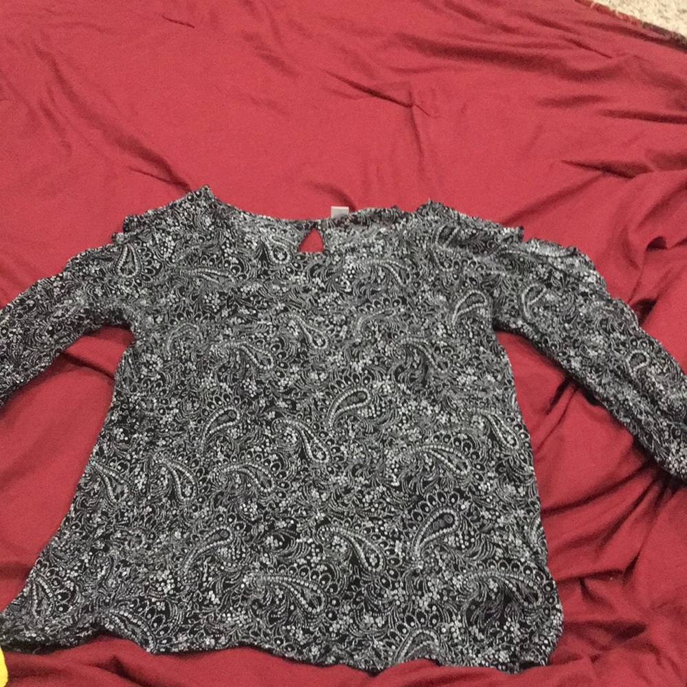 Black Long Sleeve Patterned Top